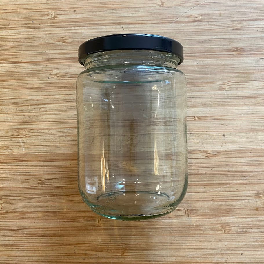 Crate of glass jars