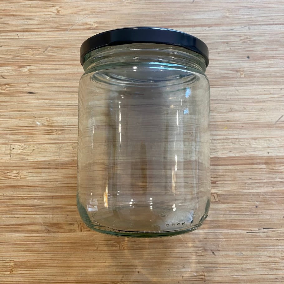 Crate of glass jars