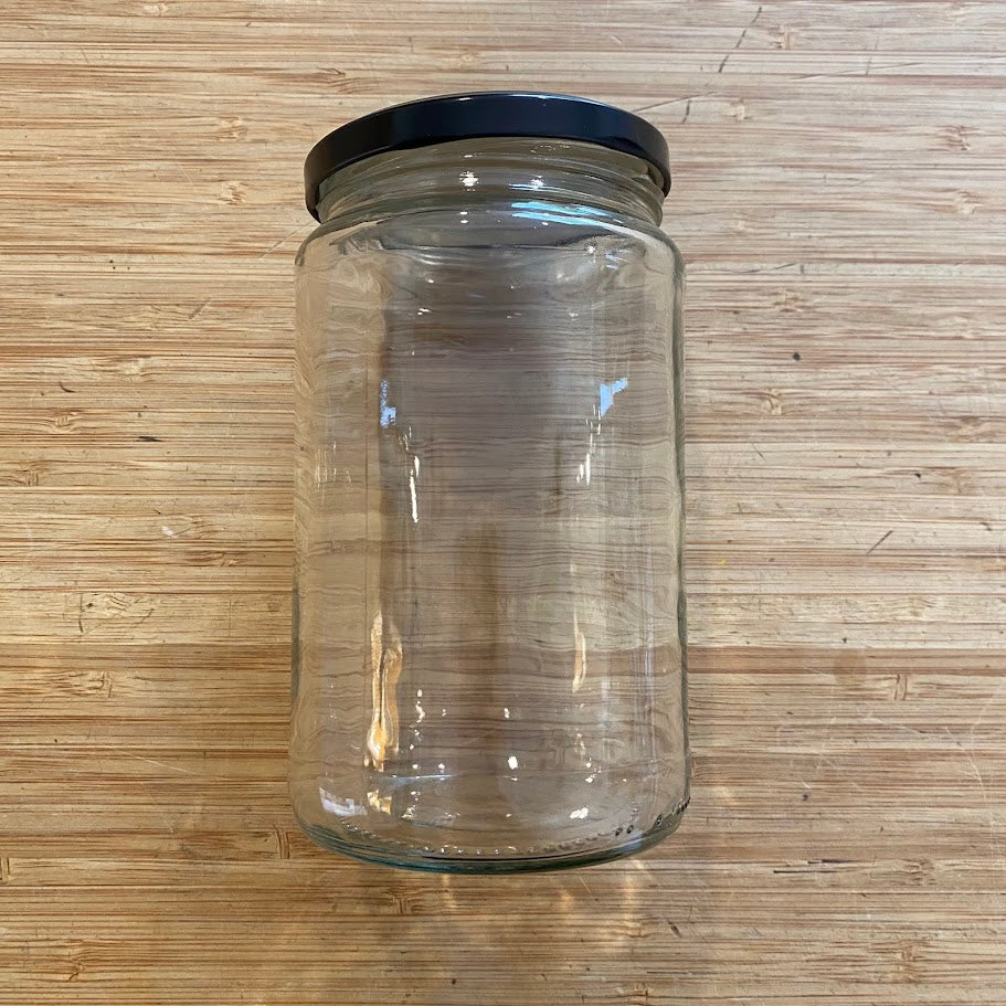 Crate of glass jars