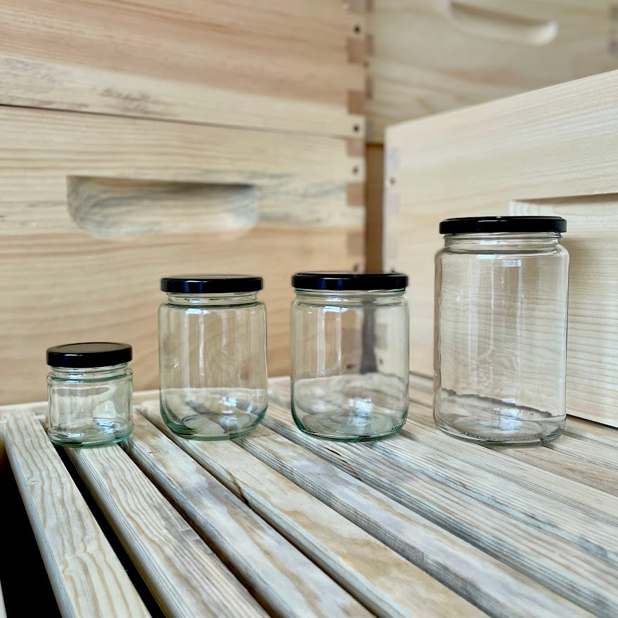 Crate of glass jars